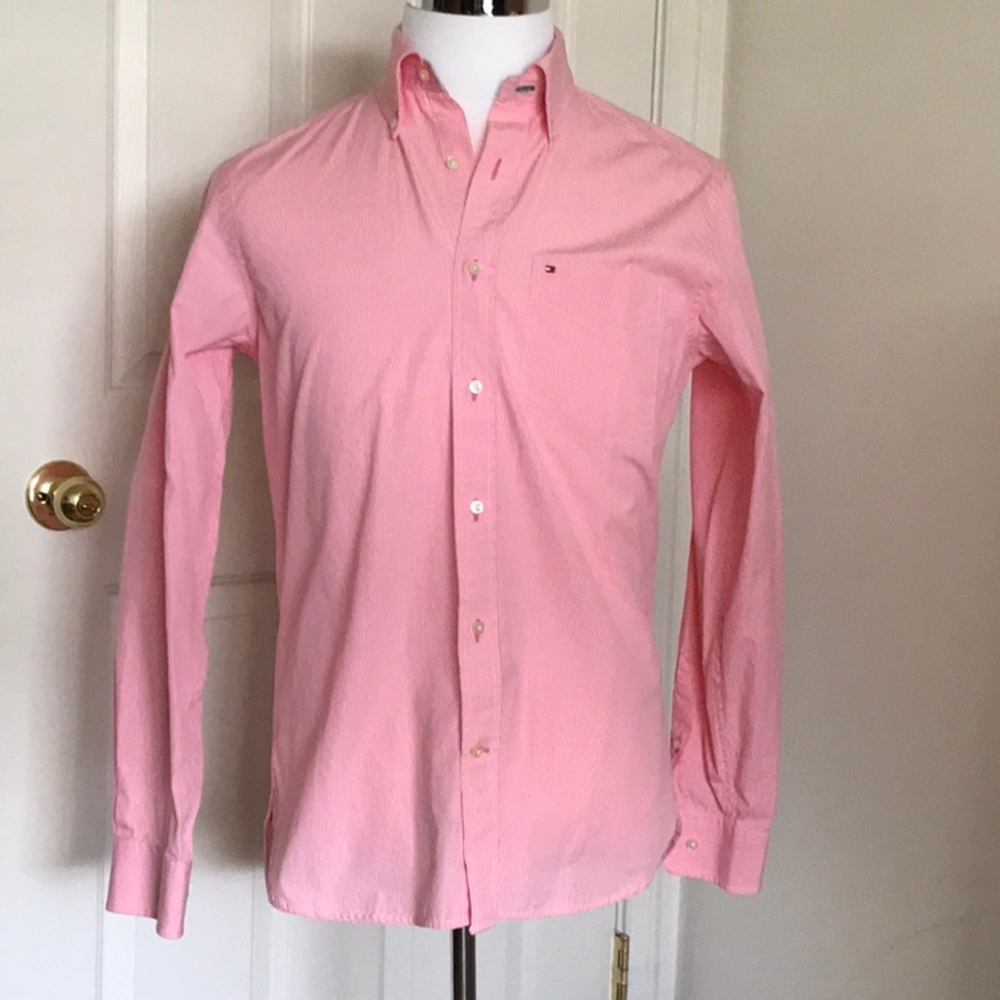 Tommy Hilfiger pink check buttondown shirt, size S